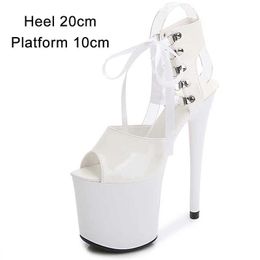 Dress Shoes Women 15CM 17CM 20CM High Heels Catwalk Pole Dance Sandals Fine Thick Bottom Ankle Strap Sexy Platform WeddingYW8P H240321