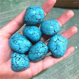 Decorative Figurines Polished Crystal Gemstone Quartz Healing Stones Oval Shaped Blue Turquoise Tumbled Crystals For Decor