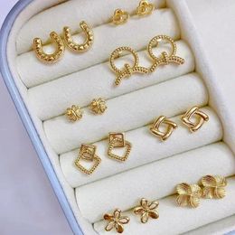 Ohrstecker aus echtem 18-karätigem Gold für Damen, reiner AU750-Stil, Einfachheit, Mode, feiner Schmuck, Geschenk für Freunde