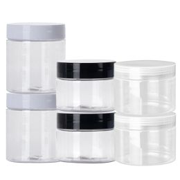 Bottles 12Pcs 100/120/150/200/250ml Clear Plastic Jar and Lids Skincare Cosmetic Cream Jar Travel Set Refillable Bottles Storage Jars