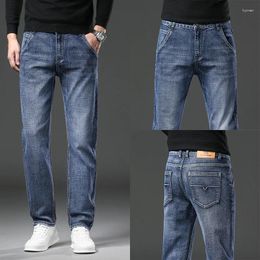 Men's Jeans Cool Men High Waist Stretch Straight Leg Harem Male Streetwear Luxury Design Denim Pants Slim Fit Casual Business Trousers