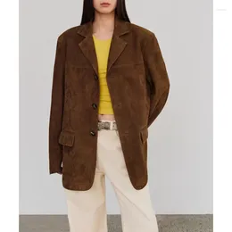 Women's Jackets Autumn And Winter Brown Blazer Jacket Fashion Trend Loose Oversized Suit Coat Retro Streetwear Y2k Top Outerwear