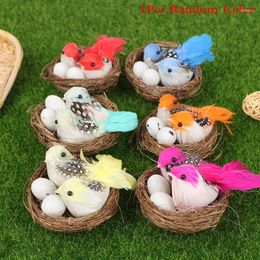 Decorative Flowers 1 Set Artificial Feathered Birds & Nest Egg Creative Craft Sculpture