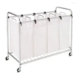 Laundry Bags Chrome Quad Sorter Basket For Efficient Sorting And Storage