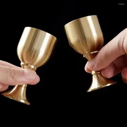 Mugs 1PC Brass Chalice Cup Metal Gold Cocktail Beverage Wine Goblet Liquor For Party Home Accessories Desktop Decoration Tool