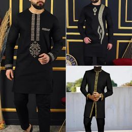 Men Dashiki In 2piece Full Pant Sets African Traditional Outfit Long Sleeve Mens Luxury Clothing Kaftan Elegant Brand Suit 240307