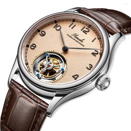 Wristwatches HEMUDU Luxury Flying Tourbillon Movement Mechanical Wrist Watch For Men Top Brand Skeleton Watches Mans Waterproof Sapphire
