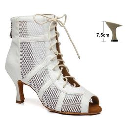 Dress Shoes Latin Dance Women Girls Pole Ladies Dancing High Heels bd Competition White Boots Party Adjustable installFZAU H240321