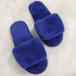 Slippers Winter Womens Home Fur Anti slip Casual Indoor Flat Shoes Flip Warm Solid Colors H2403257