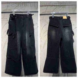 Jeans da uomo firmati Versione alta BL Home 2024 Nuovo colore nero lavato OS Vestibilità ampia unisex VV43