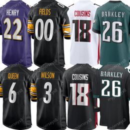 2024 Football Player New Move Jersey Phi Saquon Barkley #26 Bal Derrick Henry 22 Justin Fields 00 Pits Russell Wilson 3 Kirk Cousins 18 falc Team Stitched Number