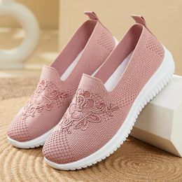 Casual Shoes Summer Mesh Knitting Sneakers Women Breathable 2024 Non-slip Ladies Office Ballet Flats