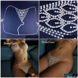 Other Stonefans Leaf Shape Waist Body Chain Thong Jewellery For Women Y Crystal Underwear Panties Fashion Jewellery 221008 Drop Delivery Dh7Eg