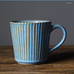 Mugs 400ml Retro Threaded Mug Japanese Ceramic Kiln Glazed Coffee Cup Nostalgic Style Stoare Milk