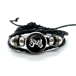 Bangle Ghost Rock Band PaPa Black Leather Bracelets Multilayer Braided Bangles Handmade Jewellery Gifts