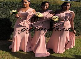 Blush Pink Bridesmaid Dresses With Mermaid Big Bow One Shoulder Full Length Wedding Party Guest Dress Junior Maid Of Honour Dress8409416