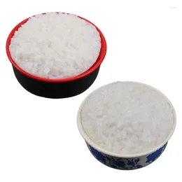 Decorative Flowers Detailed Plastic Bowl Of Rice Decor Cooked Enhances For Cabinets Shelves