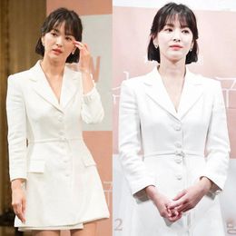 Work Dresses Kpop Korea Party 2 Piece Elegant White Long Sleeve Blazers Suit Sexy High Wasit Mini Skirt Office Profession Women Two Set