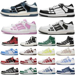 2024 Designer Casual Shoes Skel Top Low Bone Leather Sneakers Skeleton Blue Red White Black Green Gray Men Women Outdoor Training Shoes