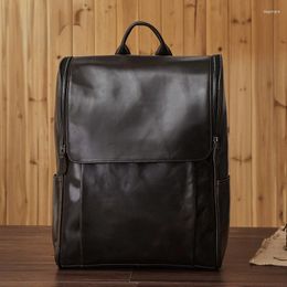 Backpack Chikage Business Men's Leather Large Capacity 15.6 Inch Computer High Quality Cowhide Retro