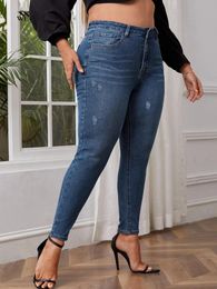 jeans skinny taglie forti da donna jeans elasticizzati a vita alta a vita intera jeans da donna autunno legging lavaggio elastico jeans da 100 kg 240315