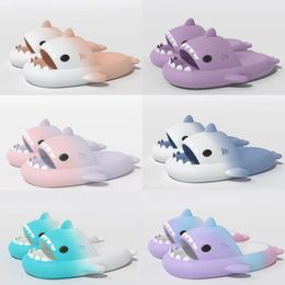 2024 New shoes woman sandal Summer Shark Slippers Shark Slides Thick Soled Shoes Kids flat sandals Gradient Flip Flops GAI