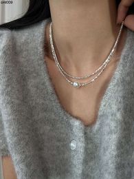 Sterling Silver Shijia Zhengyuan Strong Light Pearl Broken Necklace with Female Minority Design Advanced Collar Chain Neck