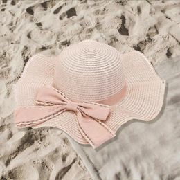 Wide Brim Hats Women Ladies And Gentlemens Summer Straw Hat Floppy Beach Cap Foldable Bowknot Sun