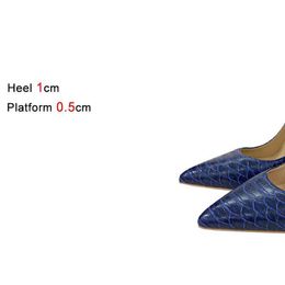 Dress Shoes Ladies Snake Pattern High Heels Blue Printed Stiletto Single 12CM T-show Model Big Size 45 Pointed Toe Women PumpsNVY9 H240321