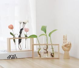 Vases Home Creative Test Tubes Glass Planter Terrarium Flower Vase With Wooden Holder Propagation Hydroponic Plant Table Ornaments4803305