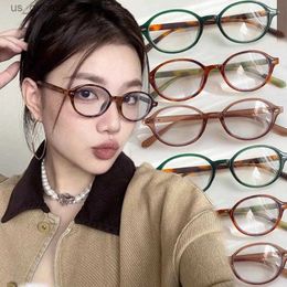 Sunglasses Sunglasses Y2K Oval Frame Glasses Women Retro Leopard Brand Shades Eyewear Computer Reading Eyeglasses Anti-blue Light Eye Decorative Y240320