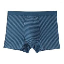 Underpants High Elasticity Men Shorts Striped Print Slim Fit Men's Underwear With Elastic Waistband U-convex Design Comfortable For A