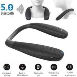 Neckband Bluetooth 50 Speakers Wireless Wearable Neck Speaker True 3D Stereo Sound Portable bass Builtin Mic with Microphone8609005