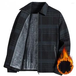 Men's Jackets 2024 Spring Autumn Fashion Business Casual Plaid Coats Male Lapel Long Sleeve Men Loose Zipper Overcoats D529