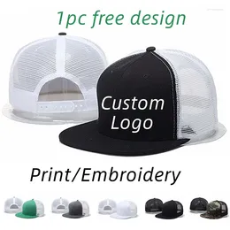 Ball Caps Men Flat Brim Mesh Baseball Custom Embroidery Logo Hip Hop Snapback Kpop Women Adjustable Breathable Dad Hat Gorras