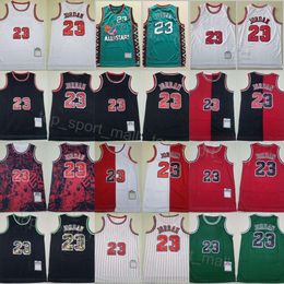 Mens Throwback Basketball Michael Vintage Jerseys 23 Shirt Team Red blue White Black Colour Retro Embroidery And Sewing For Sport Fans Pure Cotton Good Quality