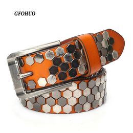 Fashion Rivet Black Belt Men Womens Studded Belt Punk With Pin Buckle Belts Men High Quality Male Leather Rock Motorcycle 240312