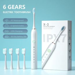 Sonic Electric Automatic Toothbrush with Travel Case Soft Bristles IPX7 Waterproof Rechargeable Oral 8 and 4 Brush Heads Adults 240305