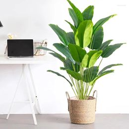 Decorative Flowers 34in Large Tropical Palm Tree Fake Banana Plants Leaves Faux Real Touch Leafs For Home Office Garden Decor