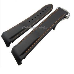 20 mm 18 mm buckle new line of high-end black and orange silicone strap waterproof dive strap with silver buckle for Omega watch241d