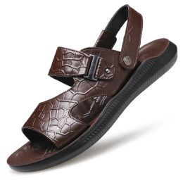 Boots Summer Men Sandals Quality Leather Shoes Male Comfortable Slipon Slippers Beach Brown Man Sandal zapatillas hombr
