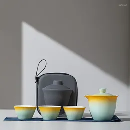 Teaware Sets 1set Portable Teapot Teacup Set With Travel Kit Ceramic Outdoor Tea Pots Chinese Pot And Cup
