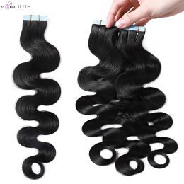 Extensions Snoilite Natural Hair Extensions Human Hair Tape In Hair Extensions 16Inch Body Wave Invisible Double Sides Adhesive 2.5g/pc