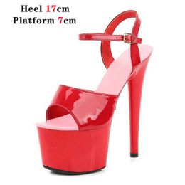 Dress Shoes Mixed Colour Stripper Heels Women Sandals Sexy Party Club 17 CM Platform High-heeled Wedding Pole Dance0N0B H240321