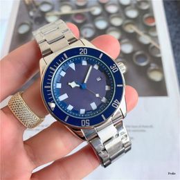 high quality mens watches battery quartz movement wristwatch stainless steel strap rotate case silver blue splash waterproof analo265R