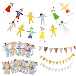 Party Decoration Bunting Banners Pennant Flamingo Paper Banner Garland For DIY Baby Shower Birthday Festival Tropical Hawaiian