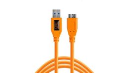 Tetherpro USB 3.0 to Micro-b Cable for Fast Transfer Connexion Between Camera and Computer High Visibility Orange 15 Feet (4.6 M) | Tether Tools