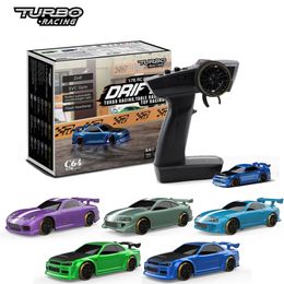 Turbo Racing 1 76 C64 Drift RC Car With Gyro Radio Full Proportional Remote Control Car Toys For Kids and Adults 240318