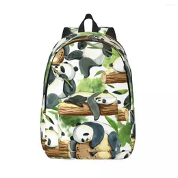 Backpack Student Bag Cute Panda With Green Splash And Leaves Parent-child Lightweight Couple Laptop