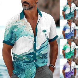 Men's Casual Shirts Vacation Hawaii 3d Printed Shirt Summer Short Sleeved Cardigan Sleeve Men Pack